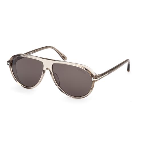 Tom Ford FT1023 Marcus 45A Translucent Shiny Light Brown/smoke Men`s Sunglasses