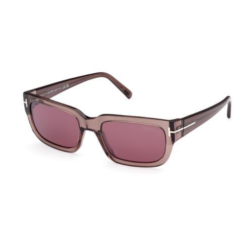 Tom Ford Ezra FT1075 45U Shiny Light Brown/ Bordeaux Mirrored Men`s Sunglasses