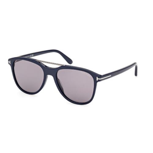 Tom Ford Damian 02 FT1098 90C Shiny Blue/smoke Mirrored Square Men`s Sunglasses