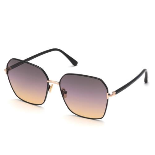 Tom Ford FT0839 Claudia-02 01B Rose Gold-shiny Black/smoke Gradient Sunglasses