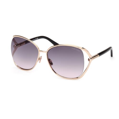 Tom Ford Marta FT1091 28B Deep Gold-black/smoke Gradient Roundwomen`s Sunglasses