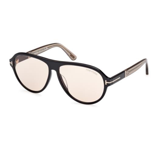 Tom Ford Quincy FT 1080 01E Shinyblack-beige/brown Photochromic Men`s Sunglasses