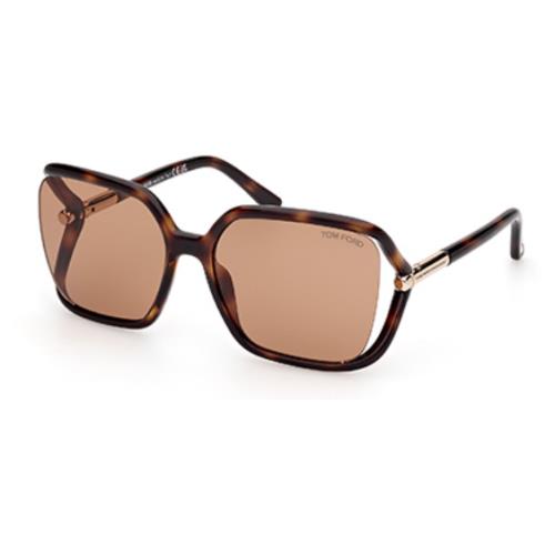 Tom Ford SOLANGE02 FT1089 52E Dark Havana/brown Butterfly Women`s Sunglasses