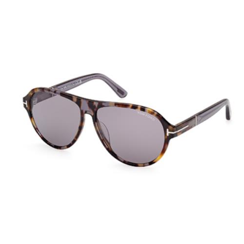 Tom Ford QUINCYFT1080 55C Coloured Havana/grey Smoke Softsquare Men`s Sunglasses