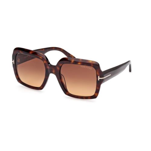 Tom Ford Kaya FT1082 52F Dark Havana/brown Square Women`s Sunglasses