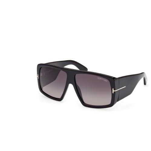 Tom Ford FT1036 01B Shiny Black /gradient Smoke Square Men`s Sunglasses