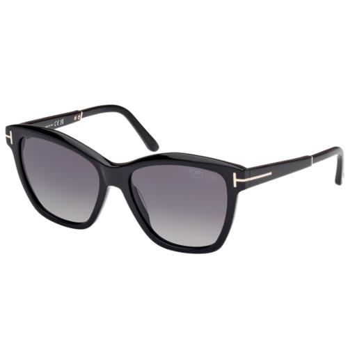 Tom Ford FT1087 Lucia 01D Shiny Black/smoke Gradient Polarized Square Sunglasses