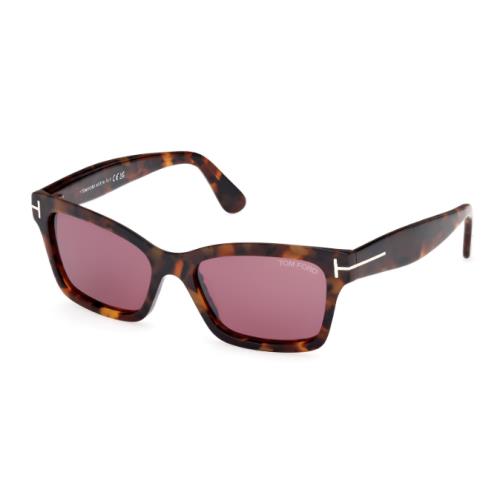 Tom Ford Mikel FT1085 52U Dark Havana/bordeaux Square Women`s Sunglasses