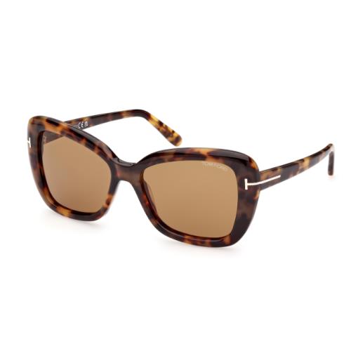 Tom Ford FT1008 55J Coloured Havana / Roviex Square Women`s Sunglasses