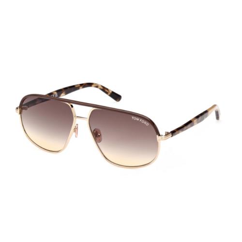 Tom Ford FT1019 Maxwell 28F Rose Gold-blonde Havana/brown Gradient Sunglasses