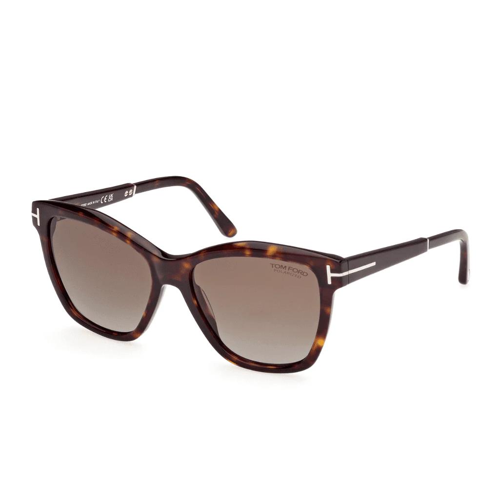 Tom Ford FT1087 Lucia 52H Dark Havana/brown Gradient Polarized Square Sunglasses