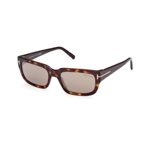 Tom Ford Ezra FT1075 52L Dark Havana/ Roviex Rectangular Men`s Sunglasses