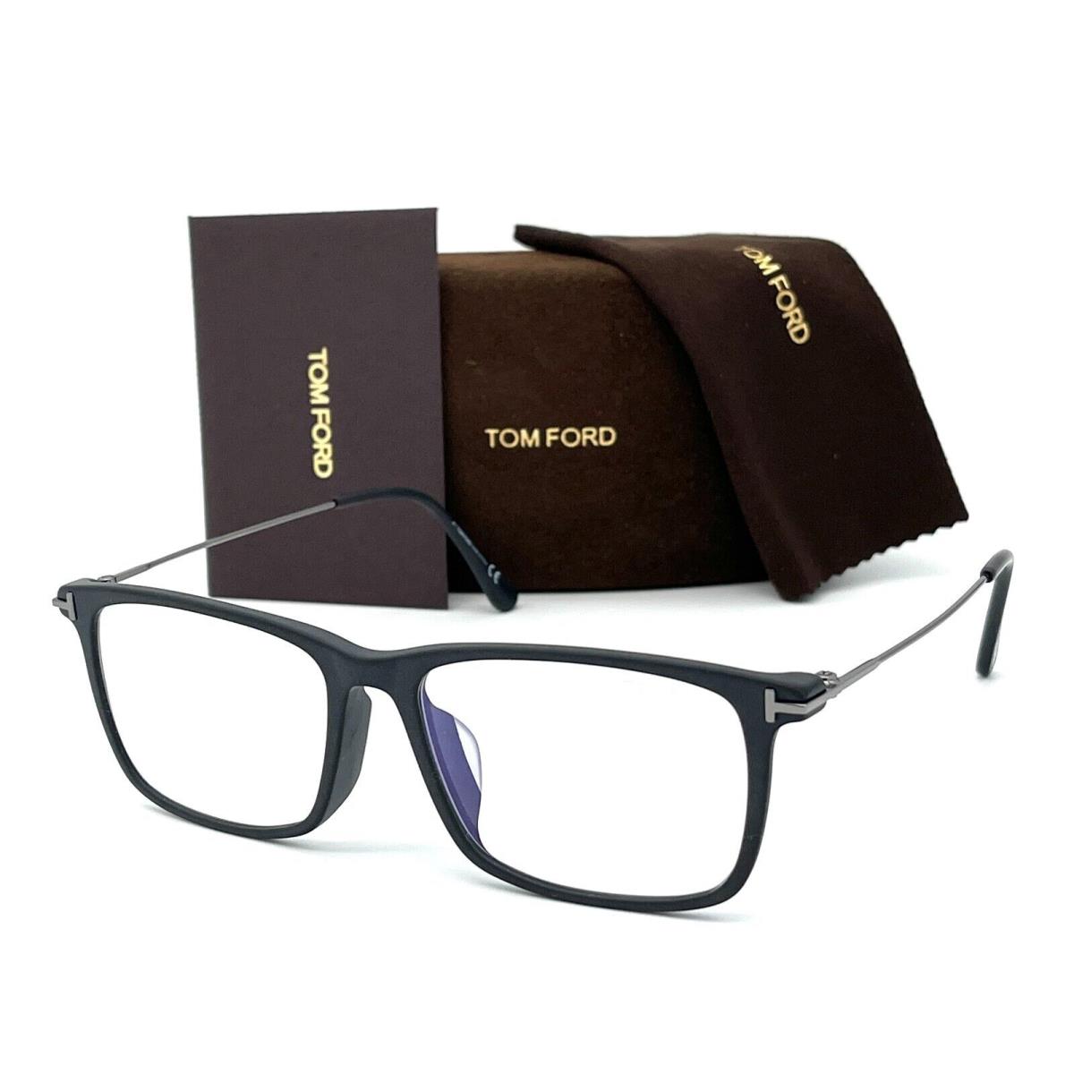 Tom Ford FT5758-B 002 Matte Black / Blue Block 56mm Eyeglasses TF5758-B