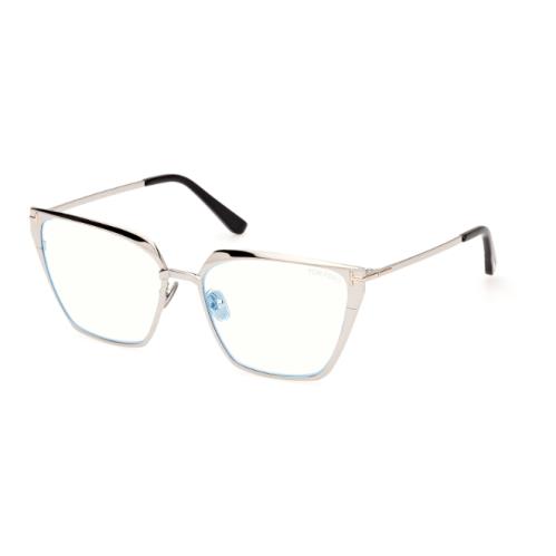 Tom Ford FT5945-B 016 Shiny Palladium/blue Block Lenses Cat-eye Eyeglasses