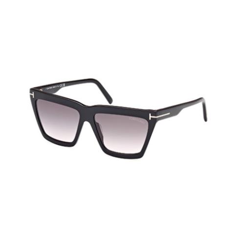 Tom Ford Eden FT1110 01B Shiny Black / Smoke Gradient Square Women`s Sunglasses