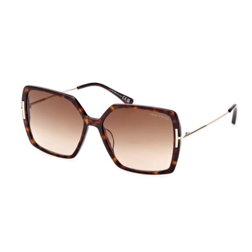 Tom Ford Joanna FT1039 52F Dark Havan/gradient Brown Square Women`s Sunglasses - Frame: Dark Havana, Lens: