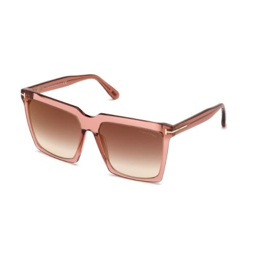 Tom Ford FT0764 Sabrina-02 72G Shiny Light Pink/brown Gradient Square Sunglasses