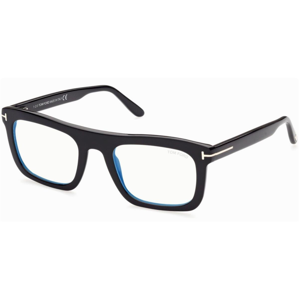 Tom Ford Eyeglasses TF 5757-B 001 52-22 Black Gold Frames Blue Block Lenses