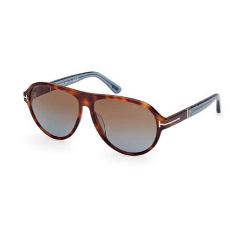 Tom Ford Quincy FT1080 53F Havana-light Blue/brown Gradient Men`s Sunglasses