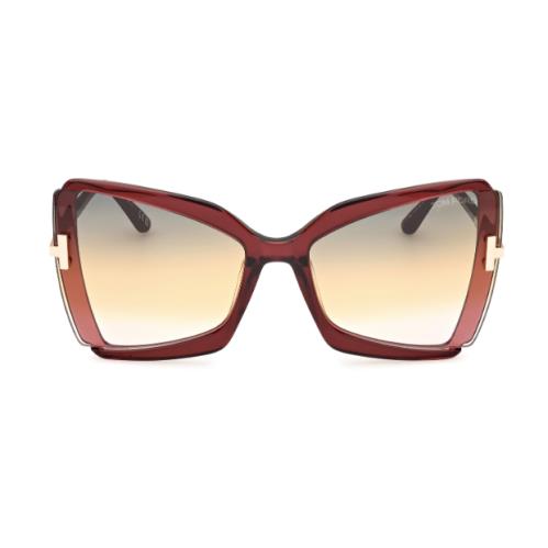 Tom Ford FT0766 Gia 69T Shiny Bordeaux-gold/gray to Brown Gradient Sunglasses