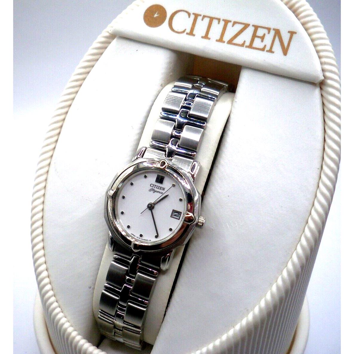 Citizen Elegance Ladies White Dial Stainless Steel Date Watch EU0270-55A