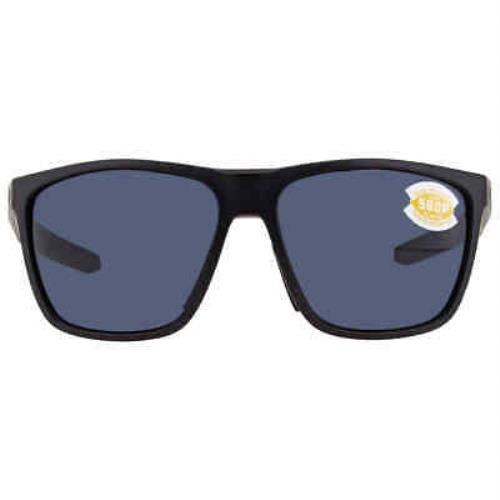 Costa Del Mar Ferg XL Grey Polarized Polycarbonate Rectangular Men`s Sunglasses - Frame: Black, Lens: Grey