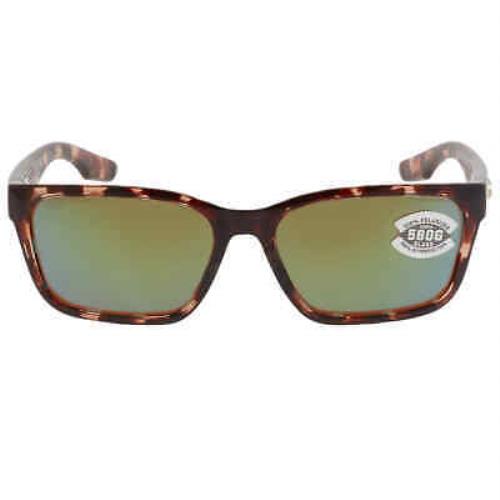 Costa Del Mar Palmas Green Mirror Polarized Glass Square Unisex Sunglasses - Frame: Multi, Lens: Green