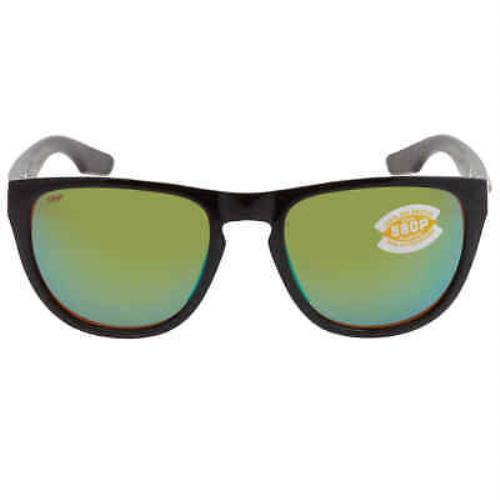 Costa Del Mar Irie Green Mirror Polarized Polycarbonate Square Unisex Sunglasses - Frame: Black, Lens: Green