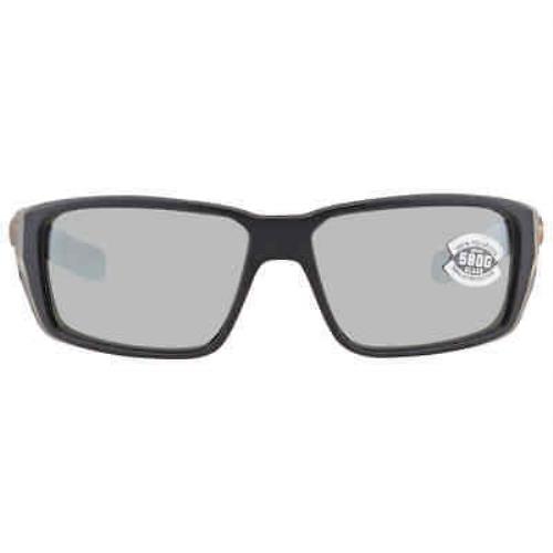 Costa Del Mar Fantail Pro Grey Silver Mirror Polarized Glass Men`s Sunglasses - Frame: Black, Lens: Gray