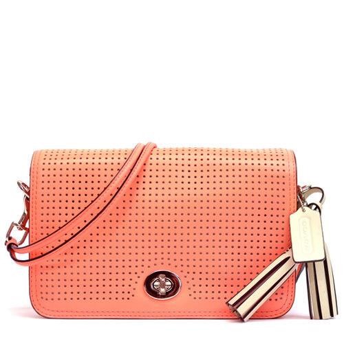 Coach Legacy Perforated Leather Penelope Shoulder Bag 23404 Coral/sand