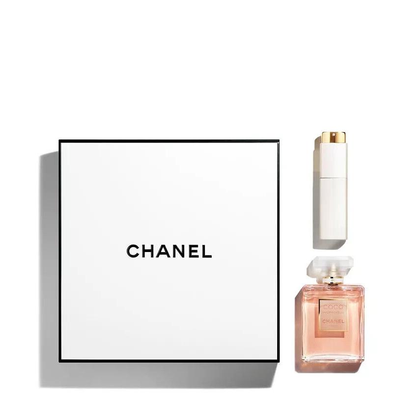 Coco Chanel Mademoiselle Gift Box Set Eau De Parfum 3.4 0.7 oz Twist Spray