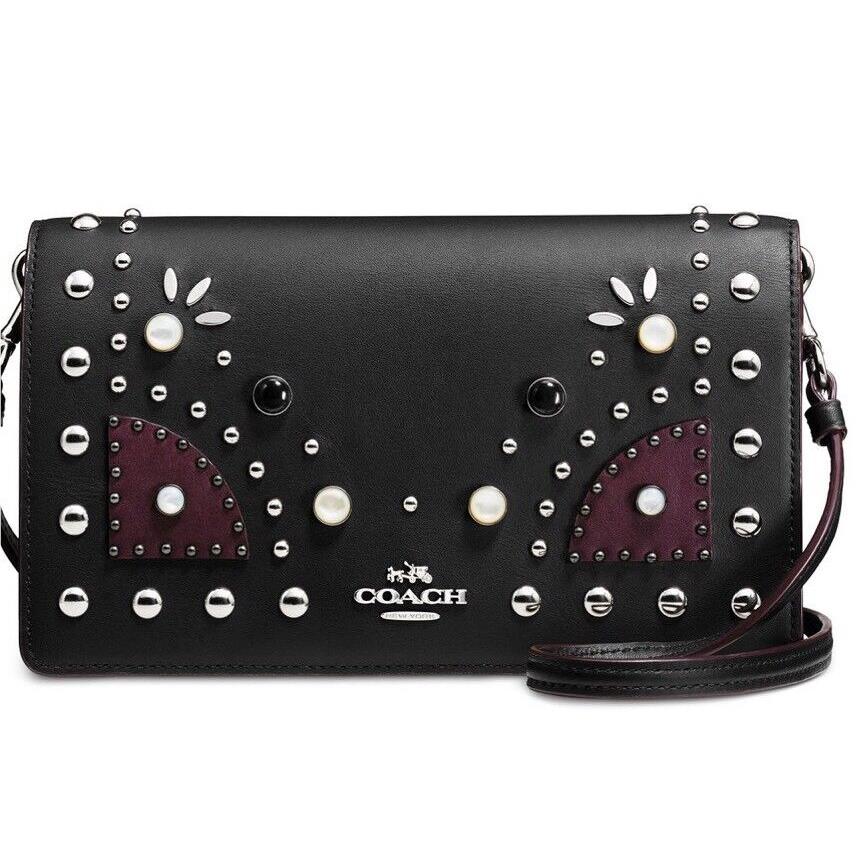 Coach Western Rivets Foldover Crossbody Clutch 56529 Glovetanned Leather Bag