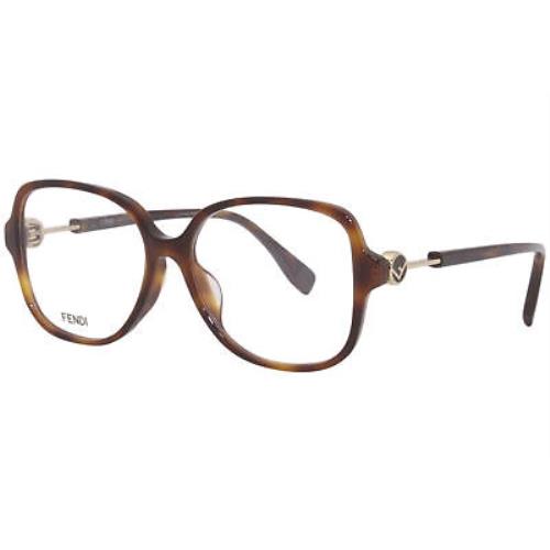 Fendi FF0364/F 086 Eyeglasses Frame Women`s Havana Full Rim Square 53mm