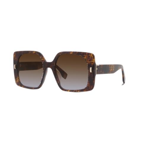 Fendi First FE40036U 55F Havana/brown Gradient Square Women`s Sunglasses