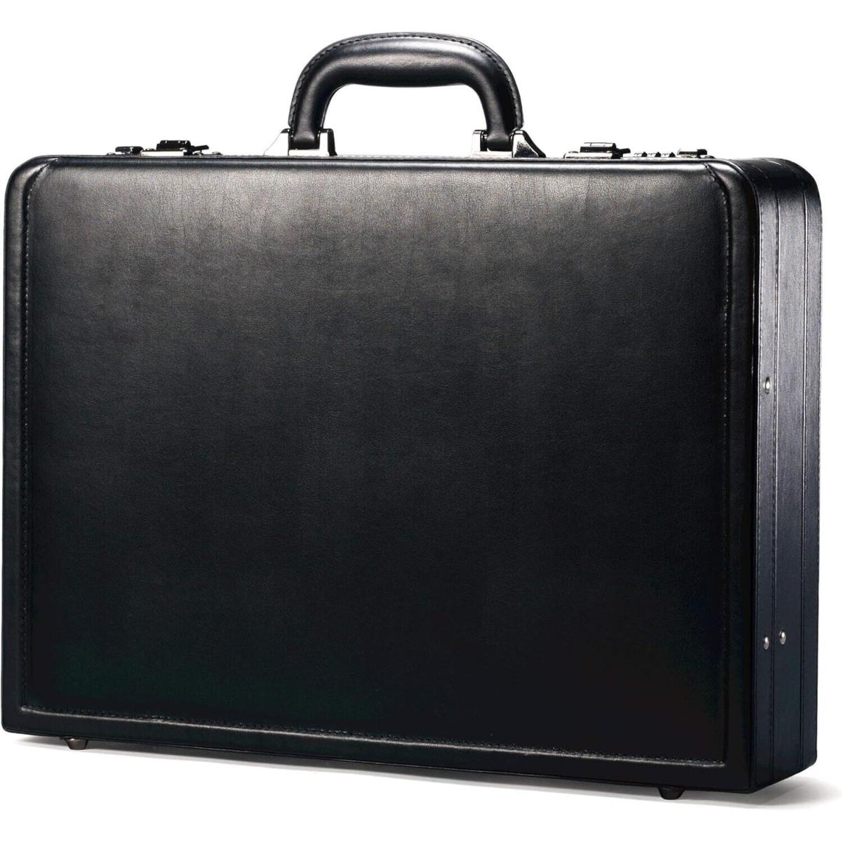 Samsonite Bonded Leather Attache Carrying Case Black Fits 15.6 Laptop Business