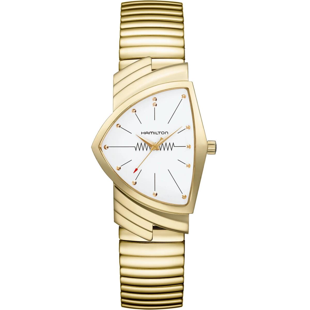 Hamilton Ventura L White Dial Asymmetric Men`s Swiss Gold Watch H24301111