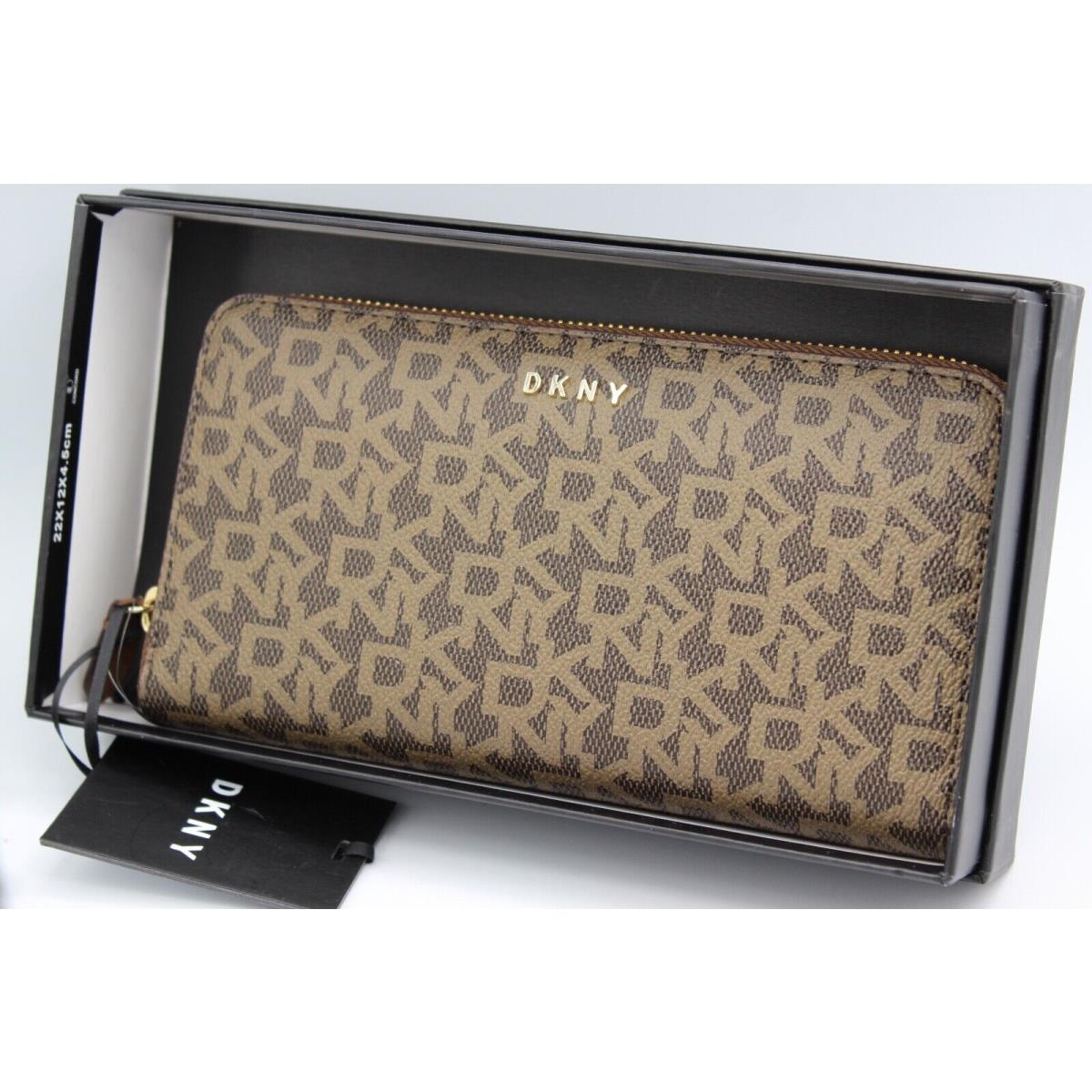 Dkny Grace Large Zip Around Brown Pvc Leather Women`s Wallet