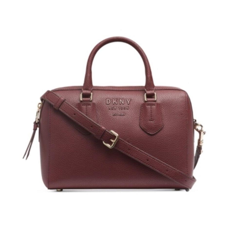 Dkny Noho Leather Satchel Blood Red Dune Gold