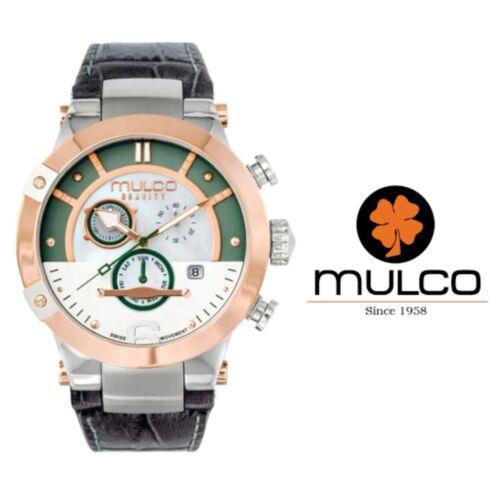 Mulco MW5-4190-213 Swiss Quartz Analog Watch with Gray Leather Strap