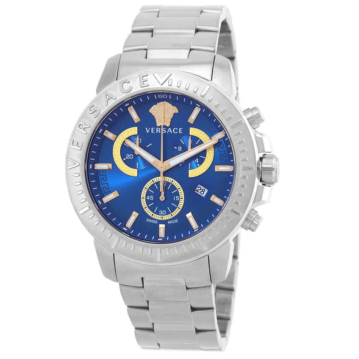 Versace Chrono Chronograph Quartz Blue Dial Men`s Watch VE2E00721