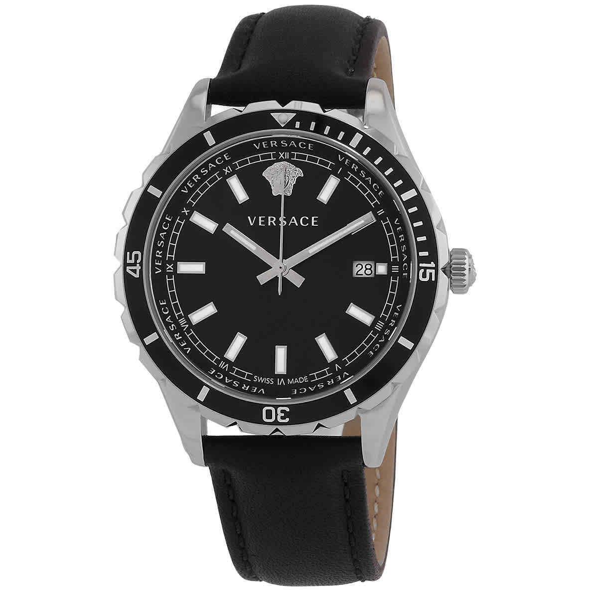 Versus by Versace Hellenyium Quartz Black Dial Men`s Watch VE3A00120 - Dial: Black, Band: Black, Bezel: Silver-tone