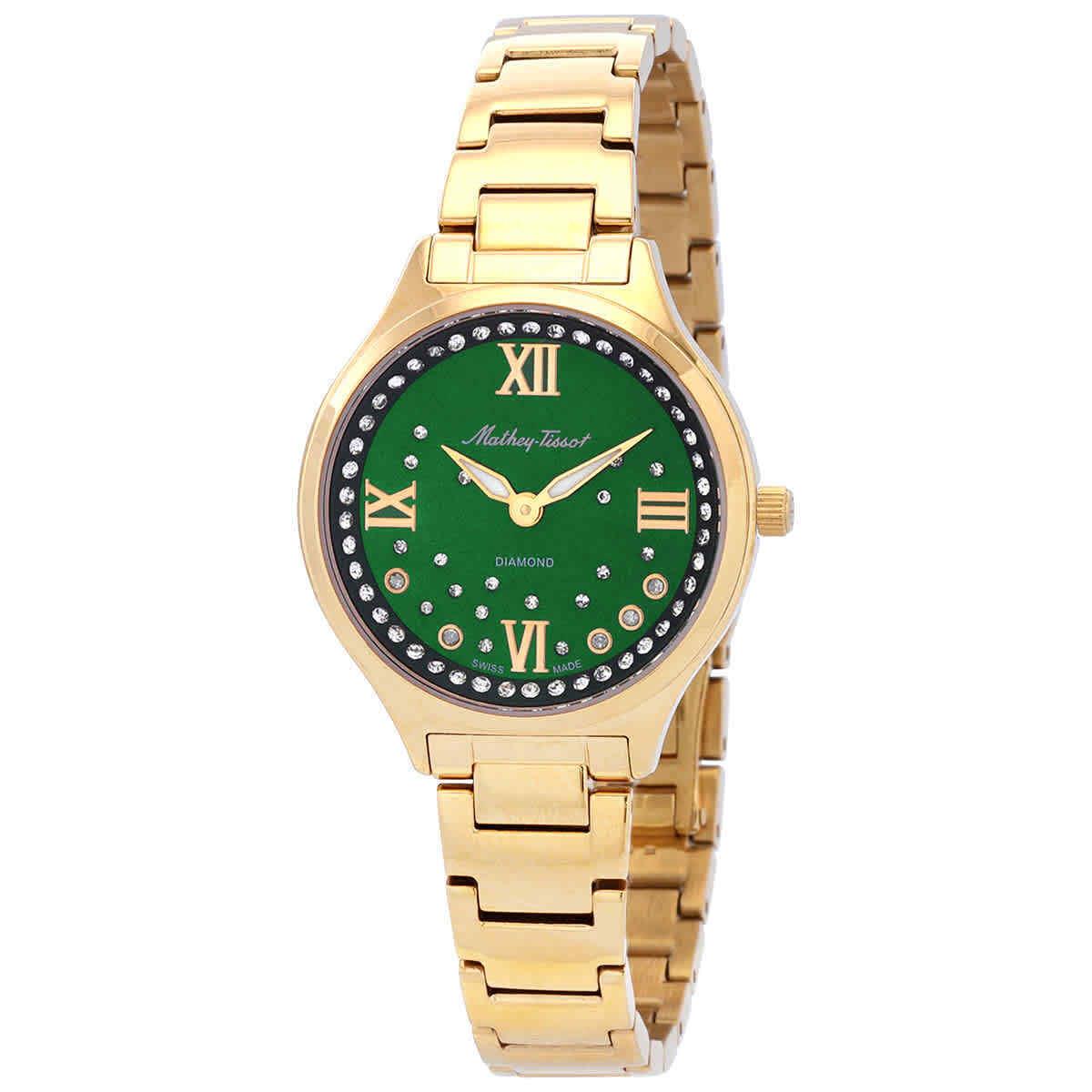 Seiko Mathey-tissot Nicole Diamond Quartz Green Dial Ladies Watch D985SPYV