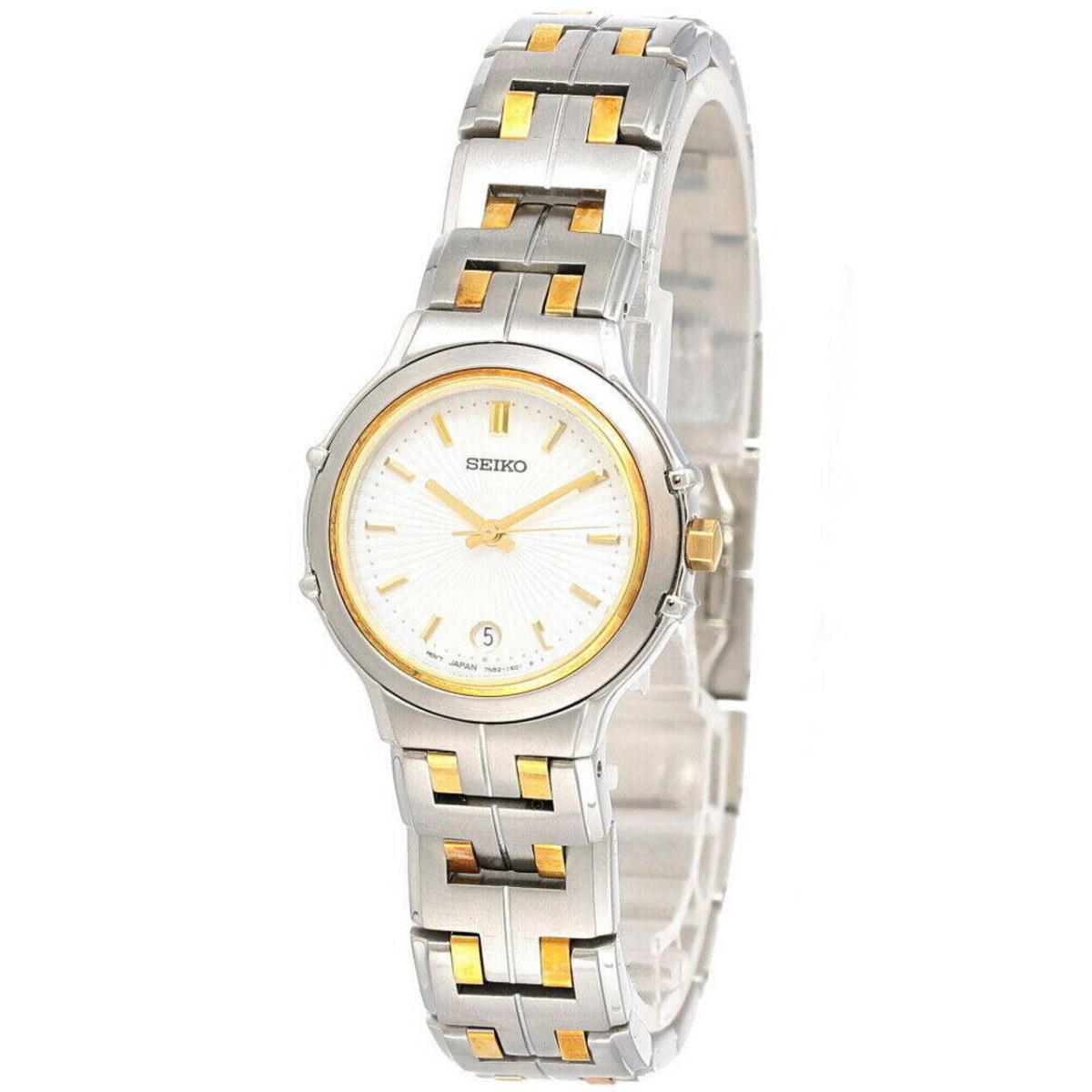 Seiko White Dial 26MM Two-tone SS Women`s Watch SXE976