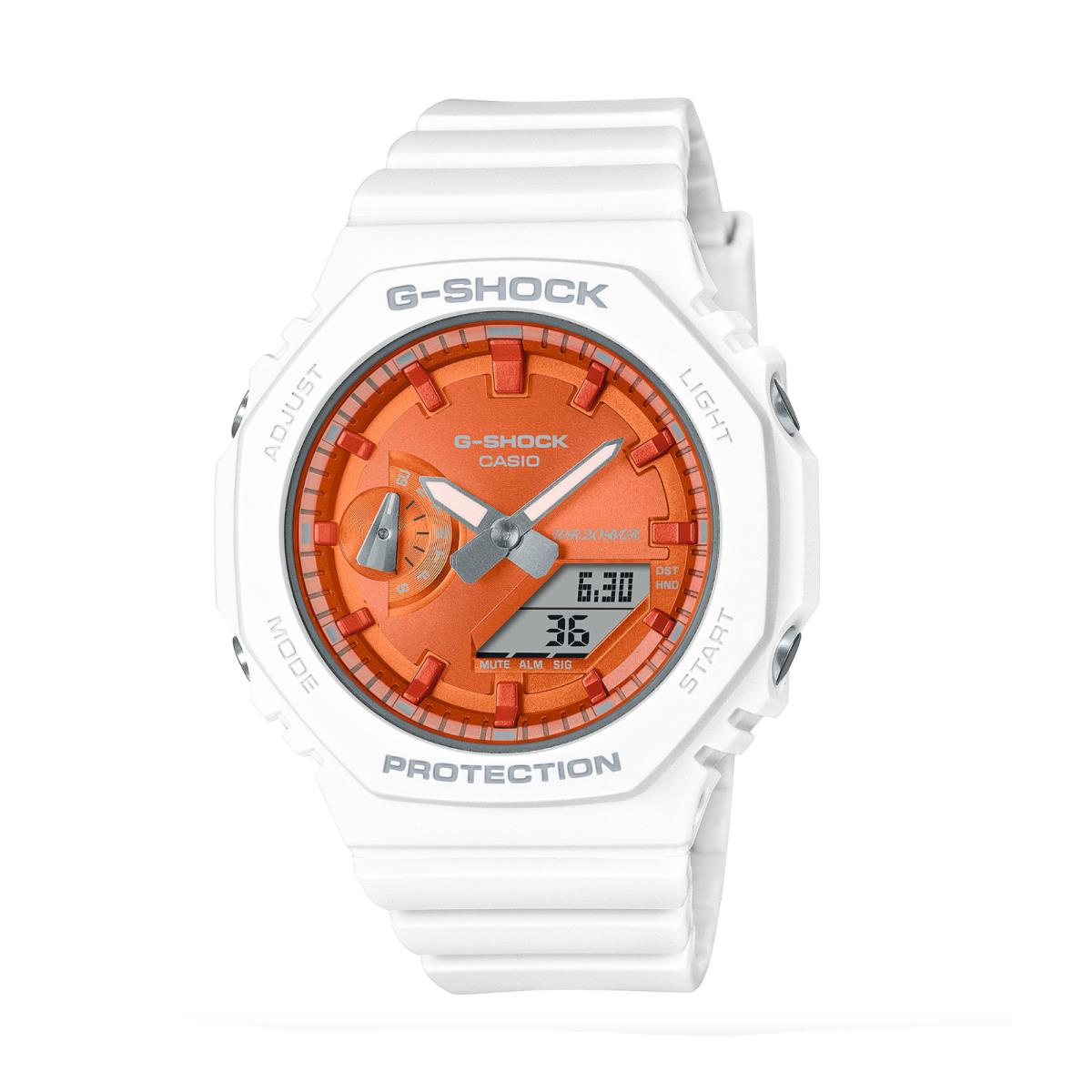 Casio G-shock GMAS2100WS7A White Orang Analog-digital Quartz Wrist Women`s Watch