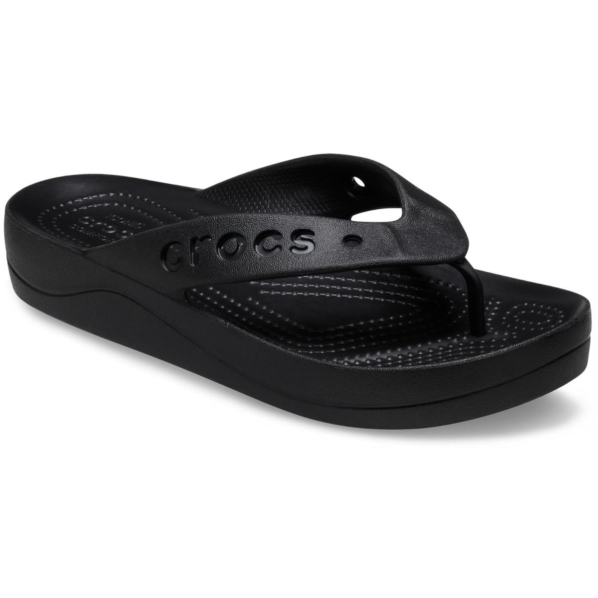 Woman`s Sandals Crocs Via Platform Flips Sandals Black