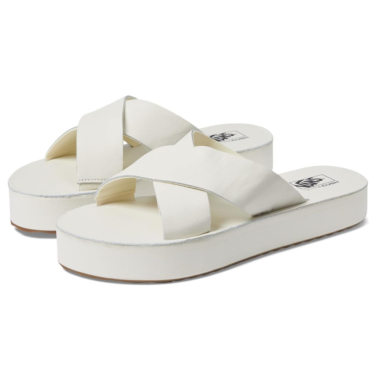 Woman`s Sandals Vans Cross Strap Mega Platform Marshmallow