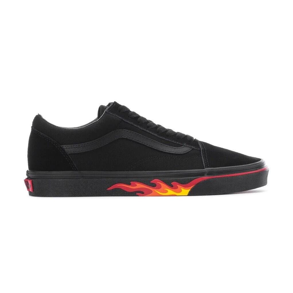 Vans Old Skool Flame Wall Black Black Shoes - (Flame Wall) Black/Black