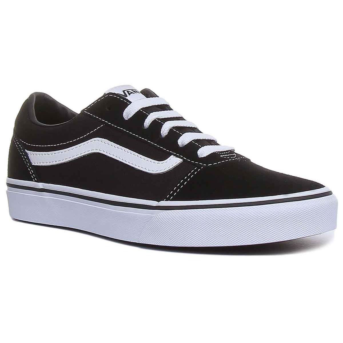 Vans Ward You Youths Lace Up Athletic Sneakers In Black White Size US 2 - 6 BLACK WHITE