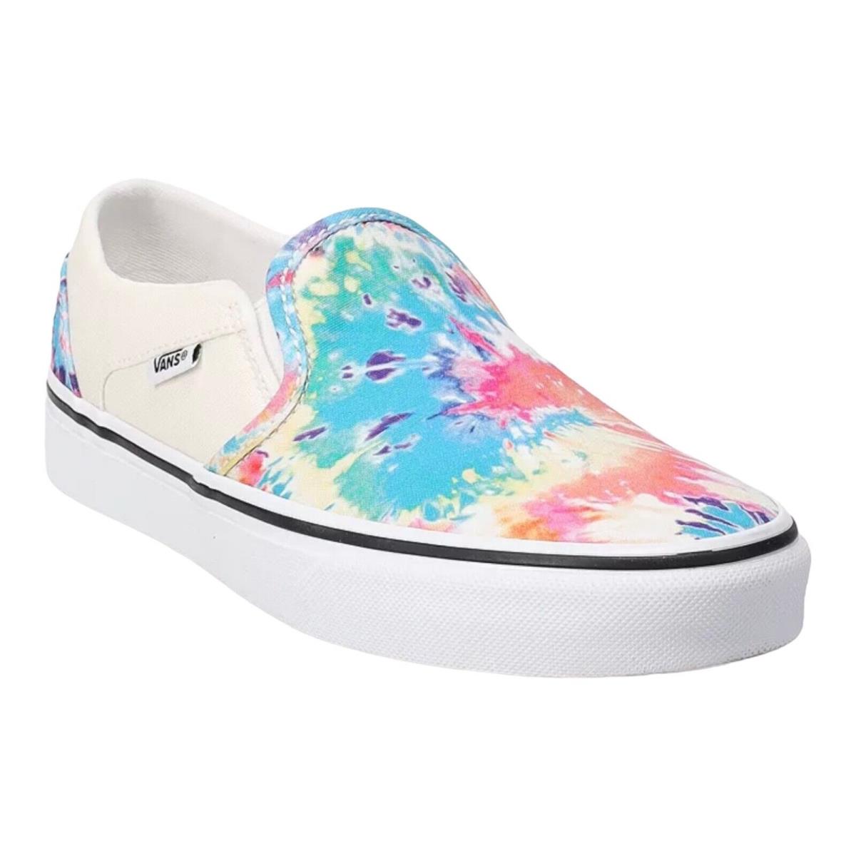 Vans Asher Women`s Slip-on Shoes Rainbow Tie Dye Size 6 6.5