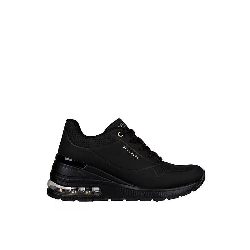 Skechers Womens Million Air Elevated Platform Air Causal Comfort Sneaker - Black
